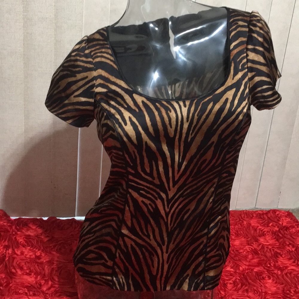 White House Black Market Leopard Print Silk Top